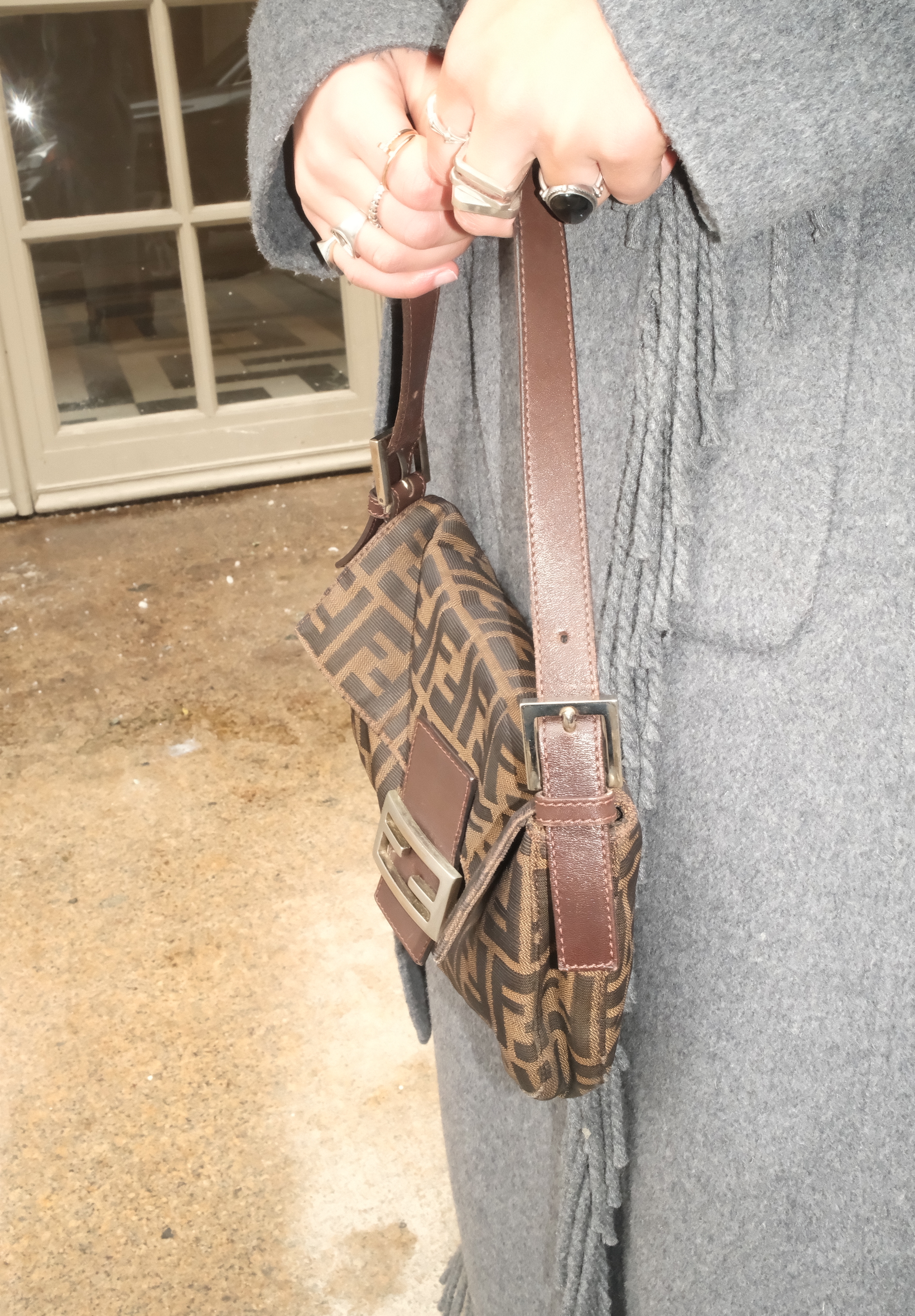 Fendi baguette zucca print brown canvas
