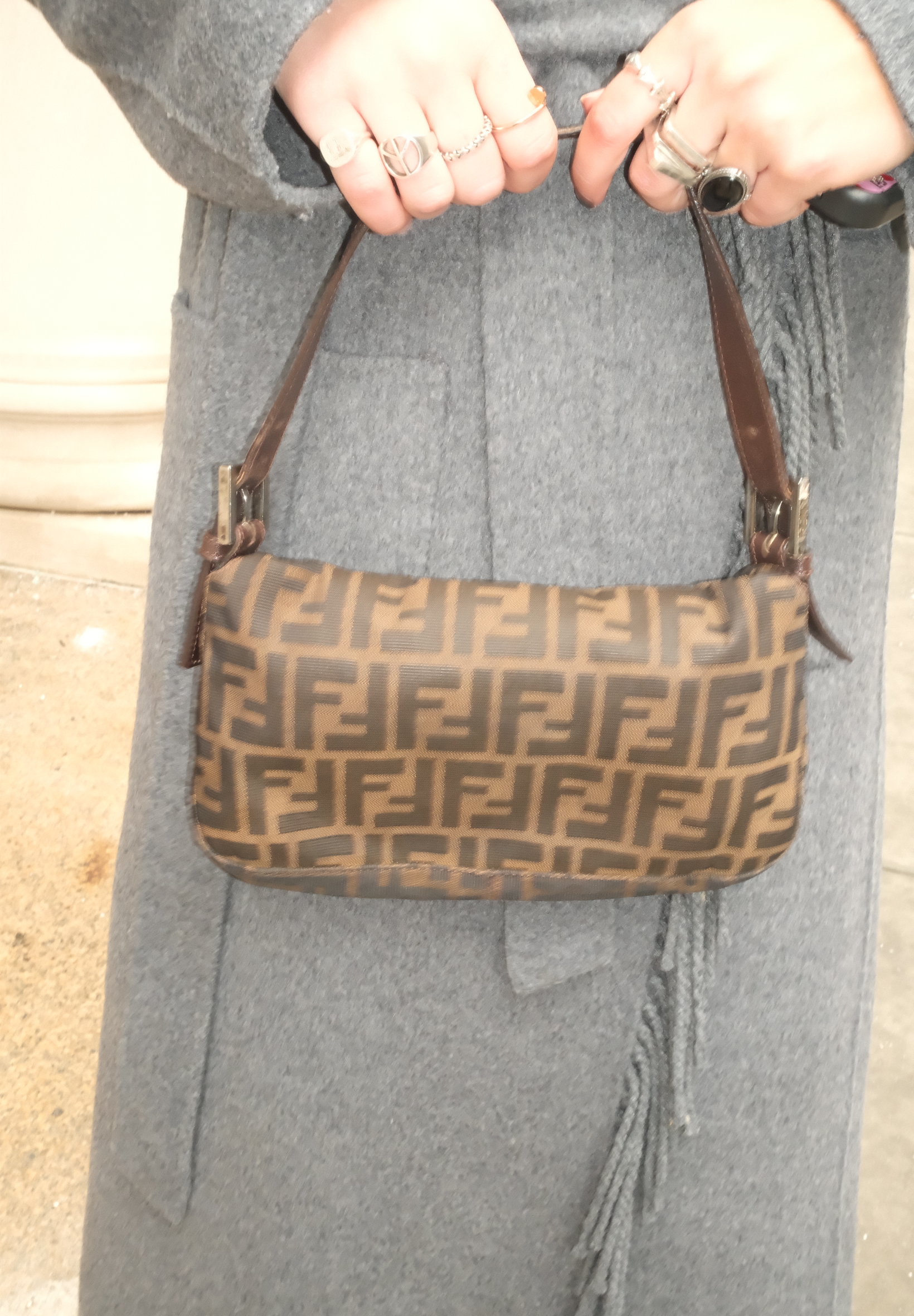 Fendi baguette zucca print brown canvas