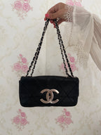 Chanel CC Quilted Flap Bag  Black Calfskin, Silver Hardware