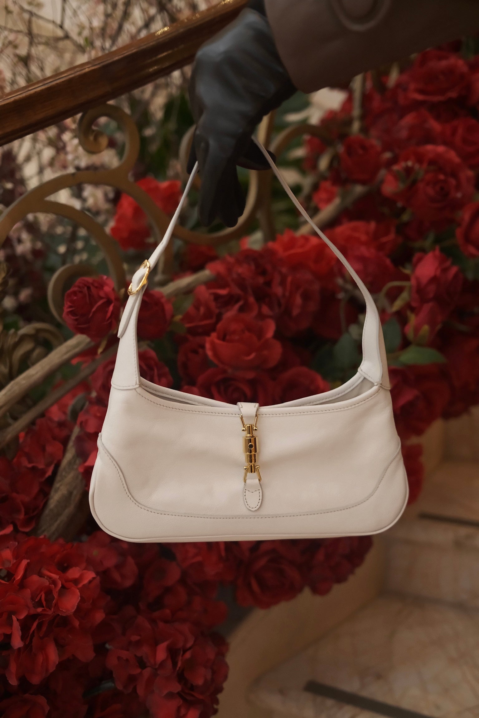 GUCCI Jackie Slim textured-leather shoulder bag